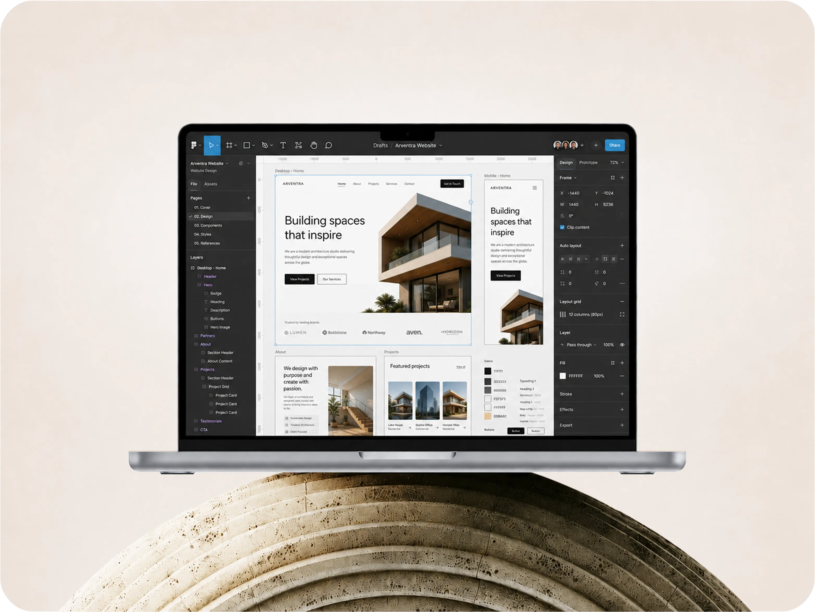 Website development mockup preview on laptop
